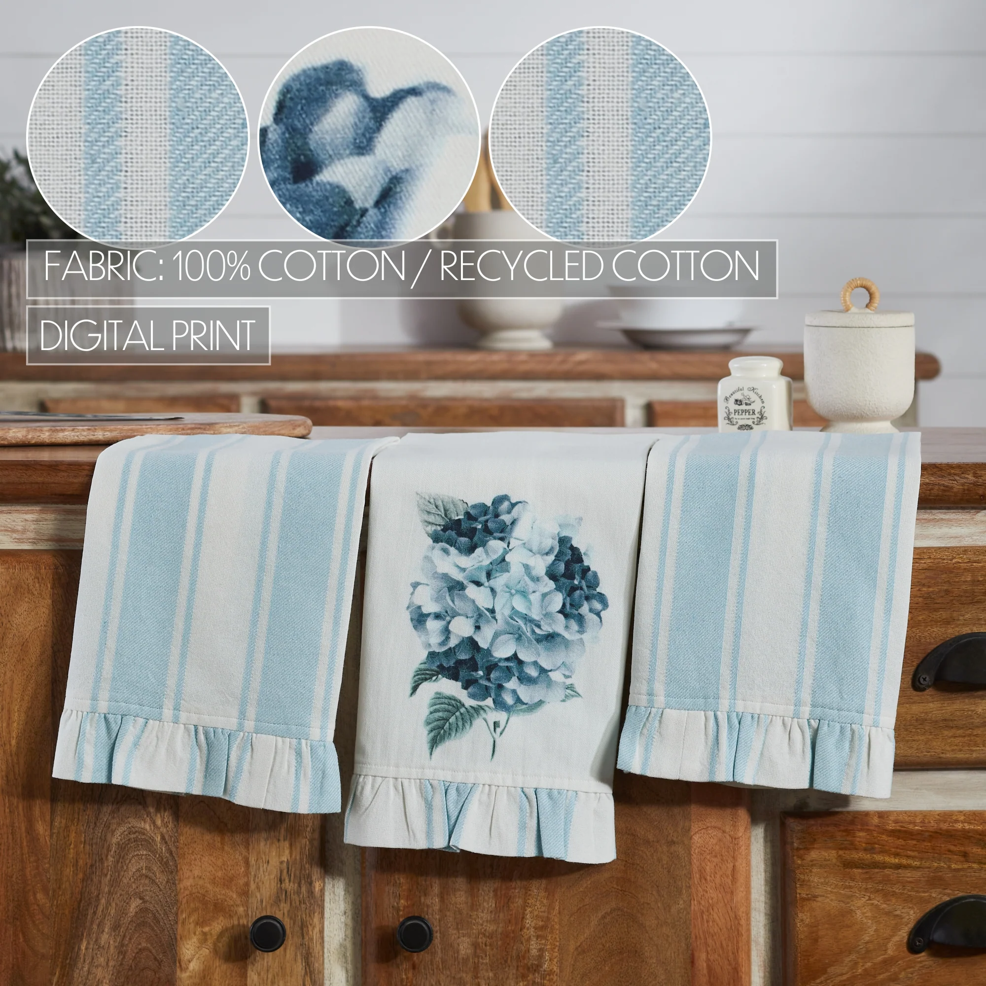 Set of 3 Hydrangea Ruffled Tea Towels - Image 6