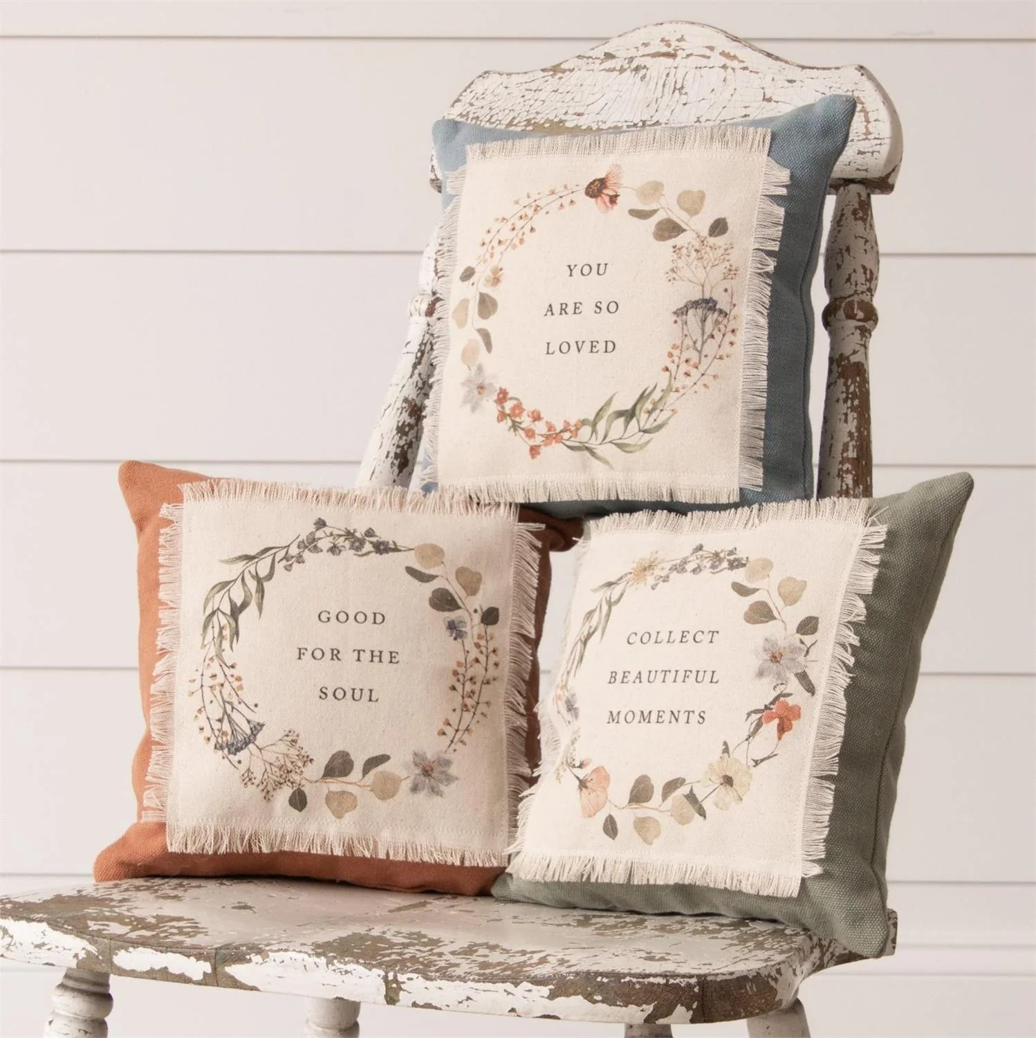 Set of 3 Inspirational Natural Style 10" Accent Pillows