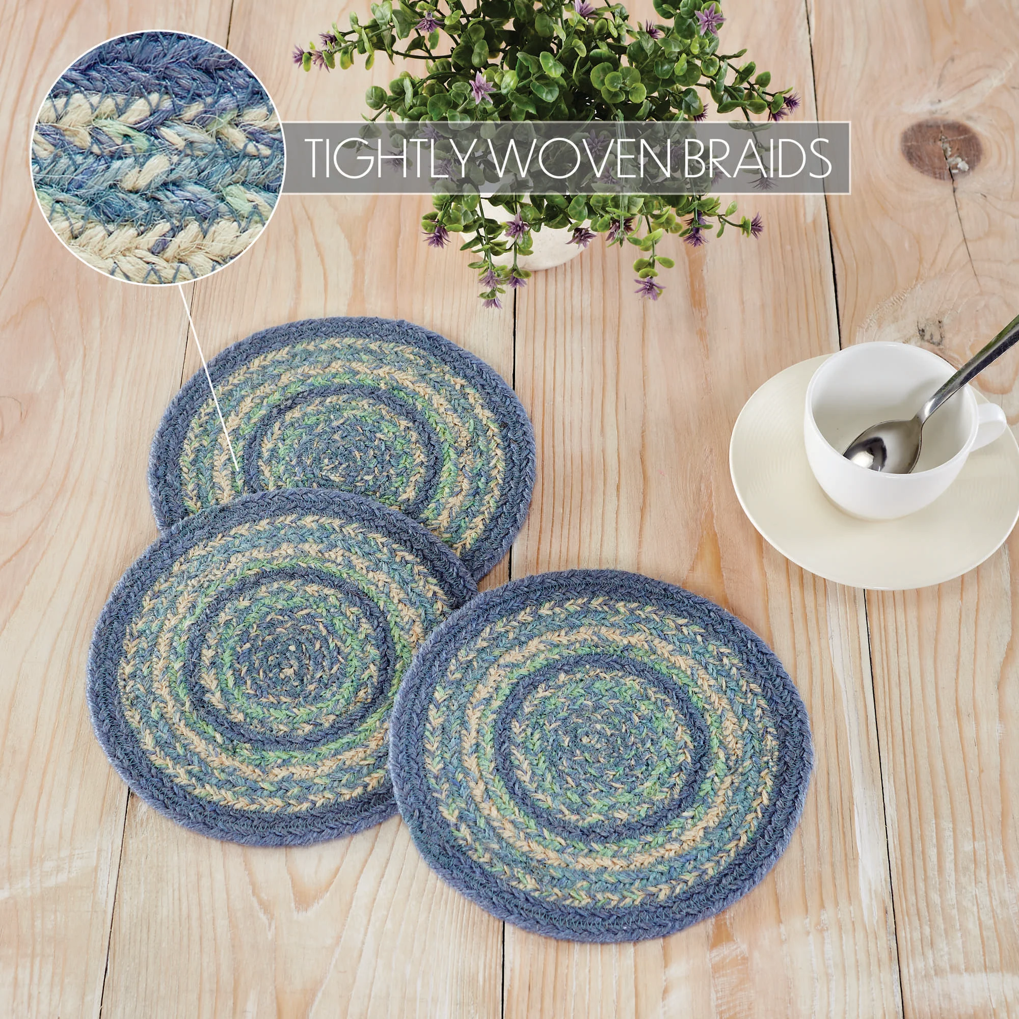 Set of 3 Jolie Jute Trivet 8" Diameter - Image 3