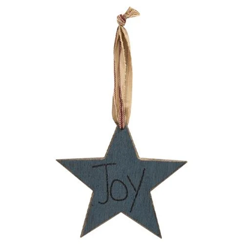 Set of 3 Joy Love Hope Primitive Star Ornaments - Image 2