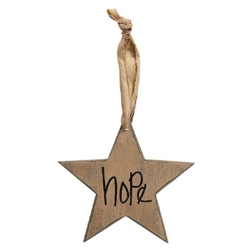 Set of 3 Joy Love Hope Primitive Star Ornaments - Image 3