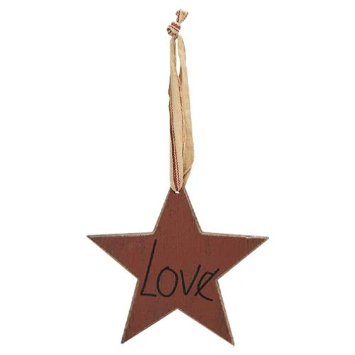 Set of 3 Joy Love Hope Primitive Star Ornaments - Image 4