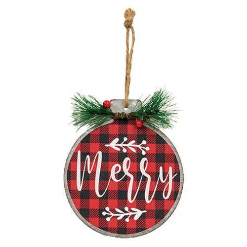 Set of 3 Joy Merry Peace Metal Ornaments - Image 2
