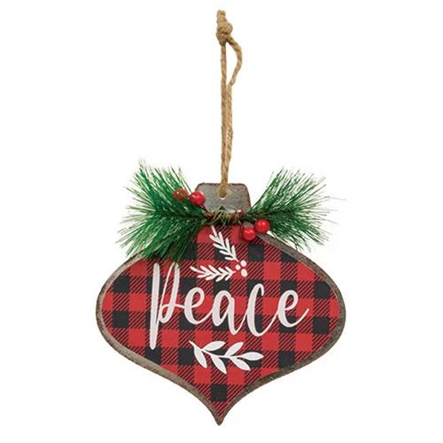 Set of 3 Joy Merry Peace Metal Ornaments - Image 3