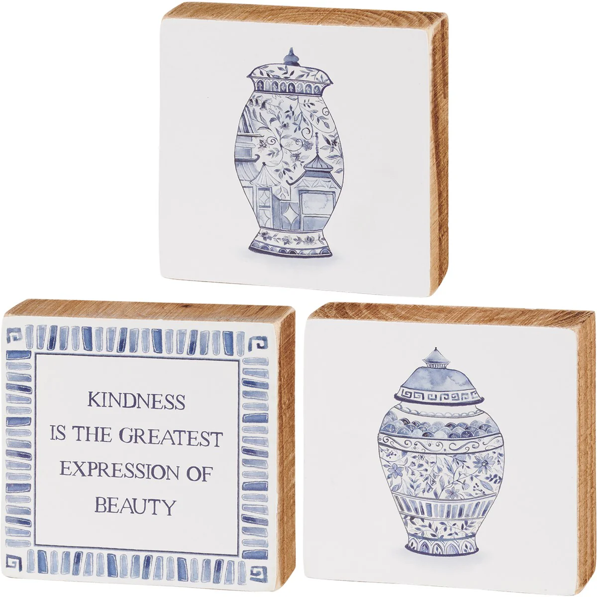 Surprise Me Sale 🤭 💙 Set of 3 Kindness Is Beauty Block Signs Cottage Style
