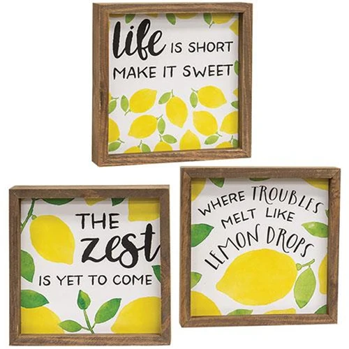 Set of 3 Lemon Zest Framed Box Signs - Image 2