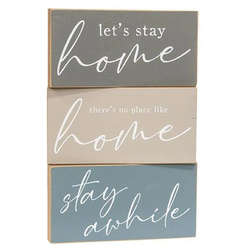 Set of 3 Let's Stay Home Stay Awhile Mini Blocks - Image 2