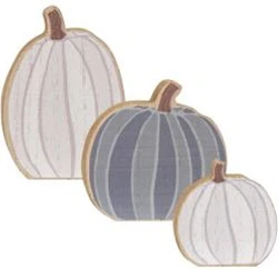 Set of 3 Lil' White & Gray Chunky Pumpkin Sitters - Image 4