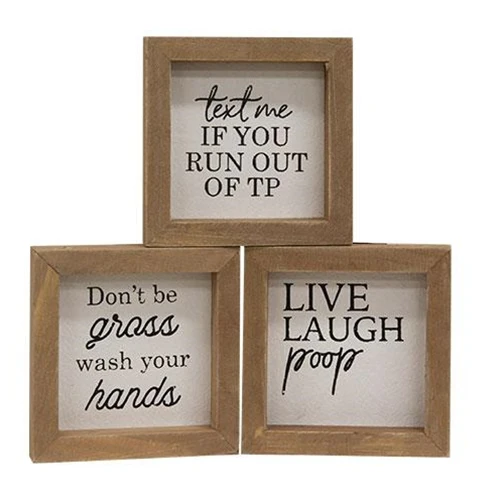 Set of 3 Live Laugh Poop Mini 4" Bathroom Signs - Image 2