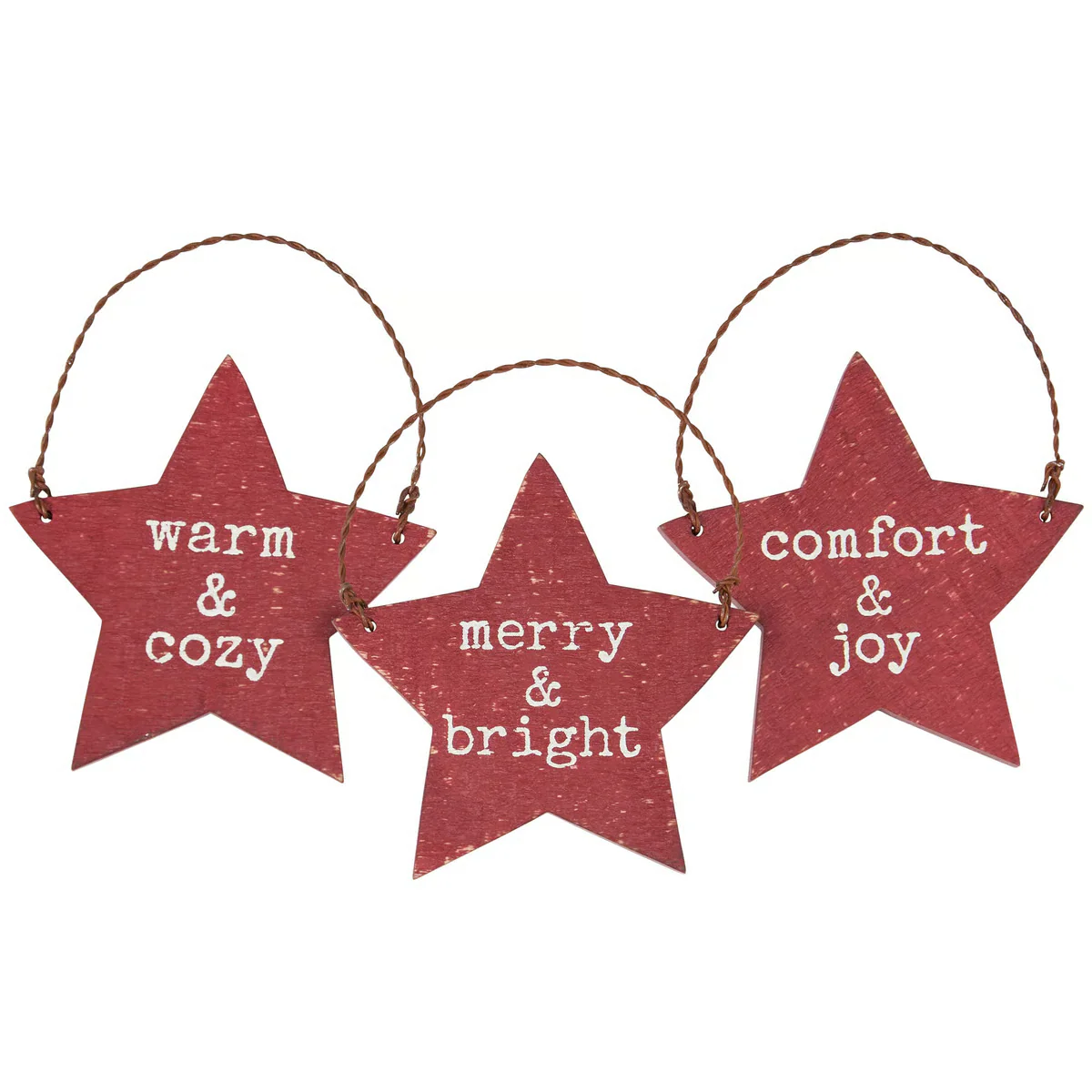 DAY 2 ✨ 25 Days of Ornaments ✨ Set of 3 Merry Red Star Ornaments