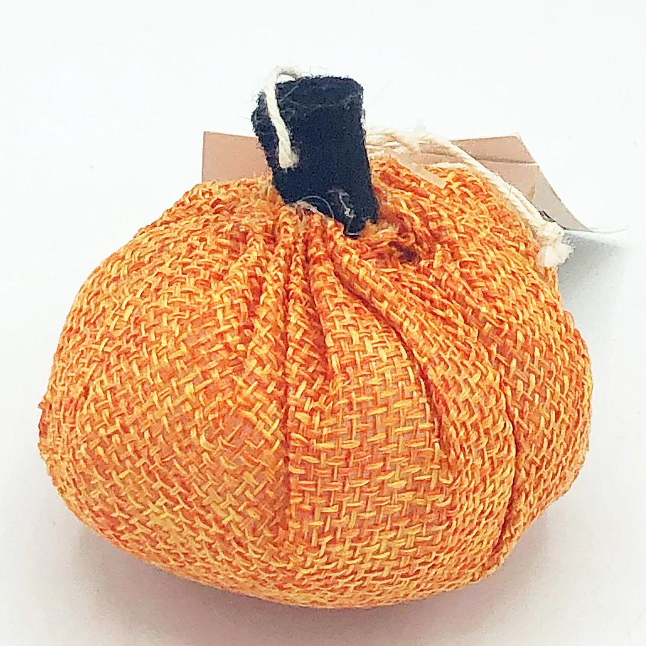 Set of 3 Mini Fabric Pumpkins - Orange Black Buffalo Plaid - Image 4
