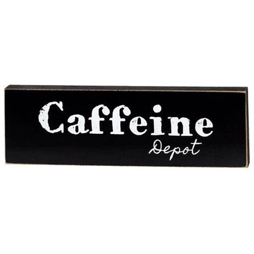Set of 3 More Coffee Please 9.5" Black Wooden Block Signs - Image 3