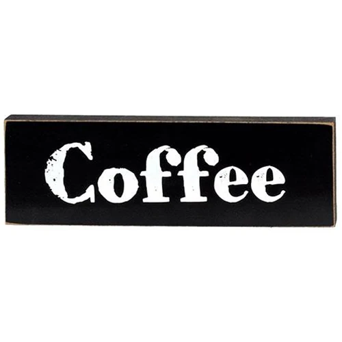 Set of 3 More Coffee Please 9.5" Black Wooden Block Signs - Image 4