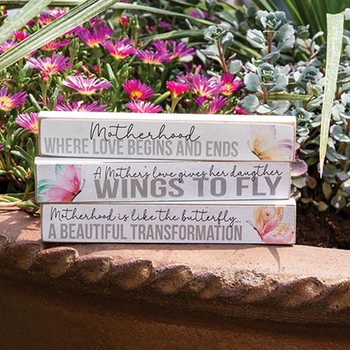 Set of 3 Motherhood Butterfly Mini Stick Signs - Image 2