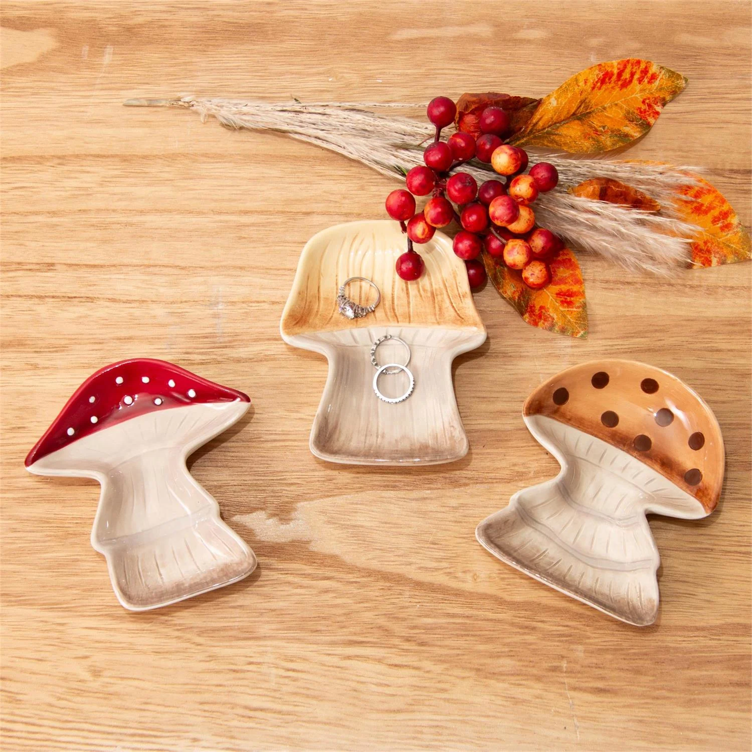 Set of 3 Mushroom Trinket Plates