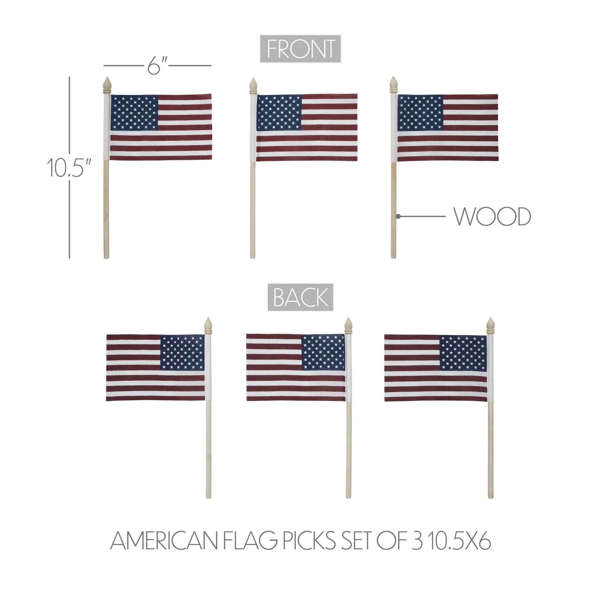 Set of 3 My Country American Flag Picks 10.5" x 6" - Image 4