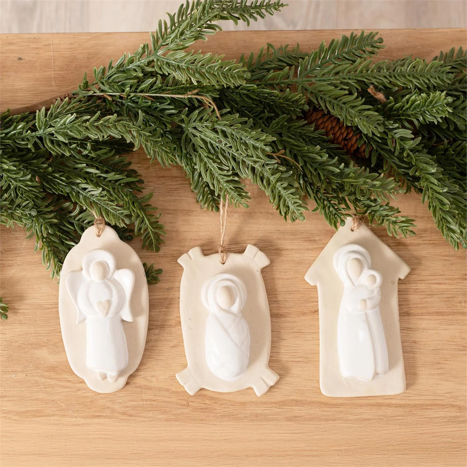 Set of 3 Nativity Bisque Ornaments