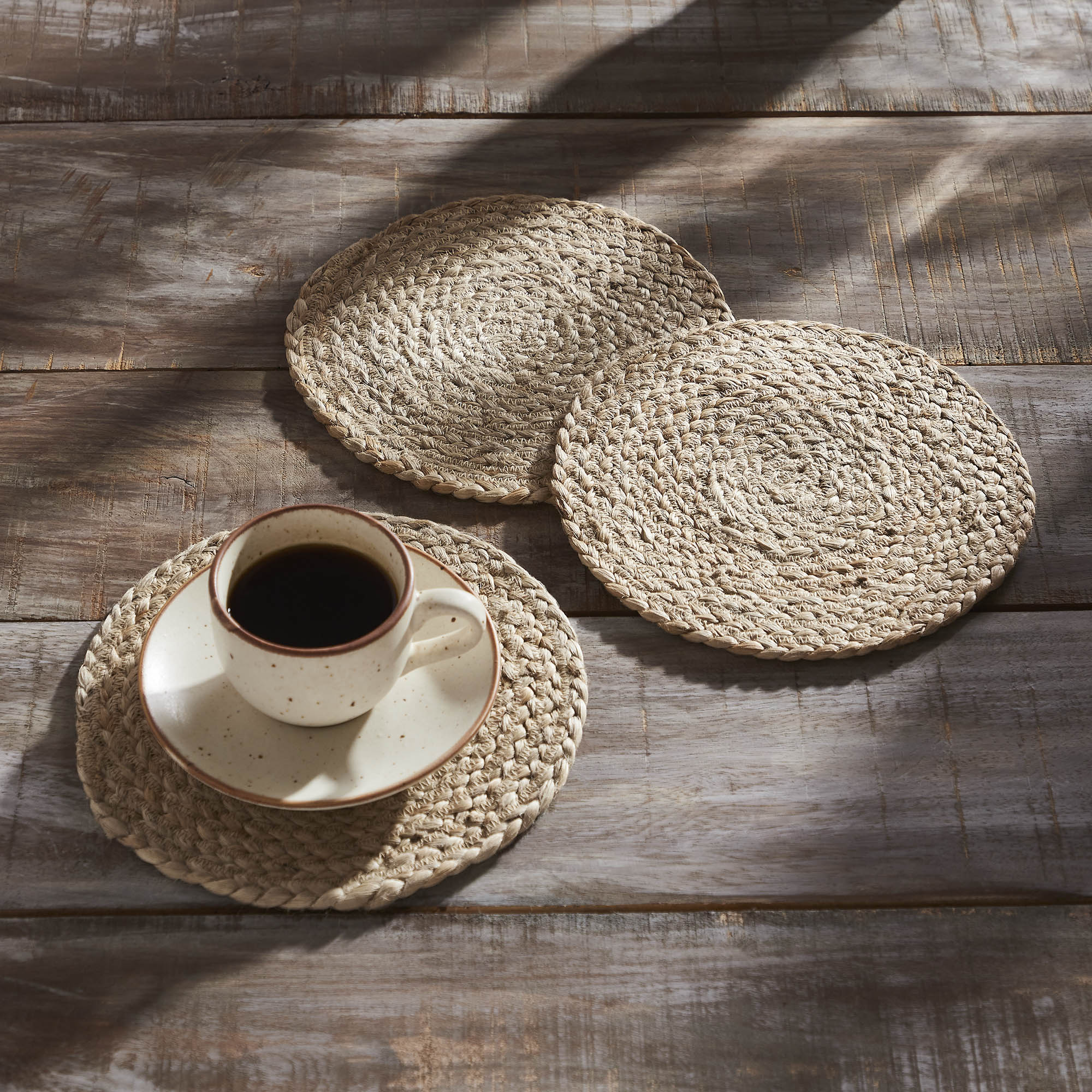 Set of 3 Natural Jute Trivet 8" diameter
