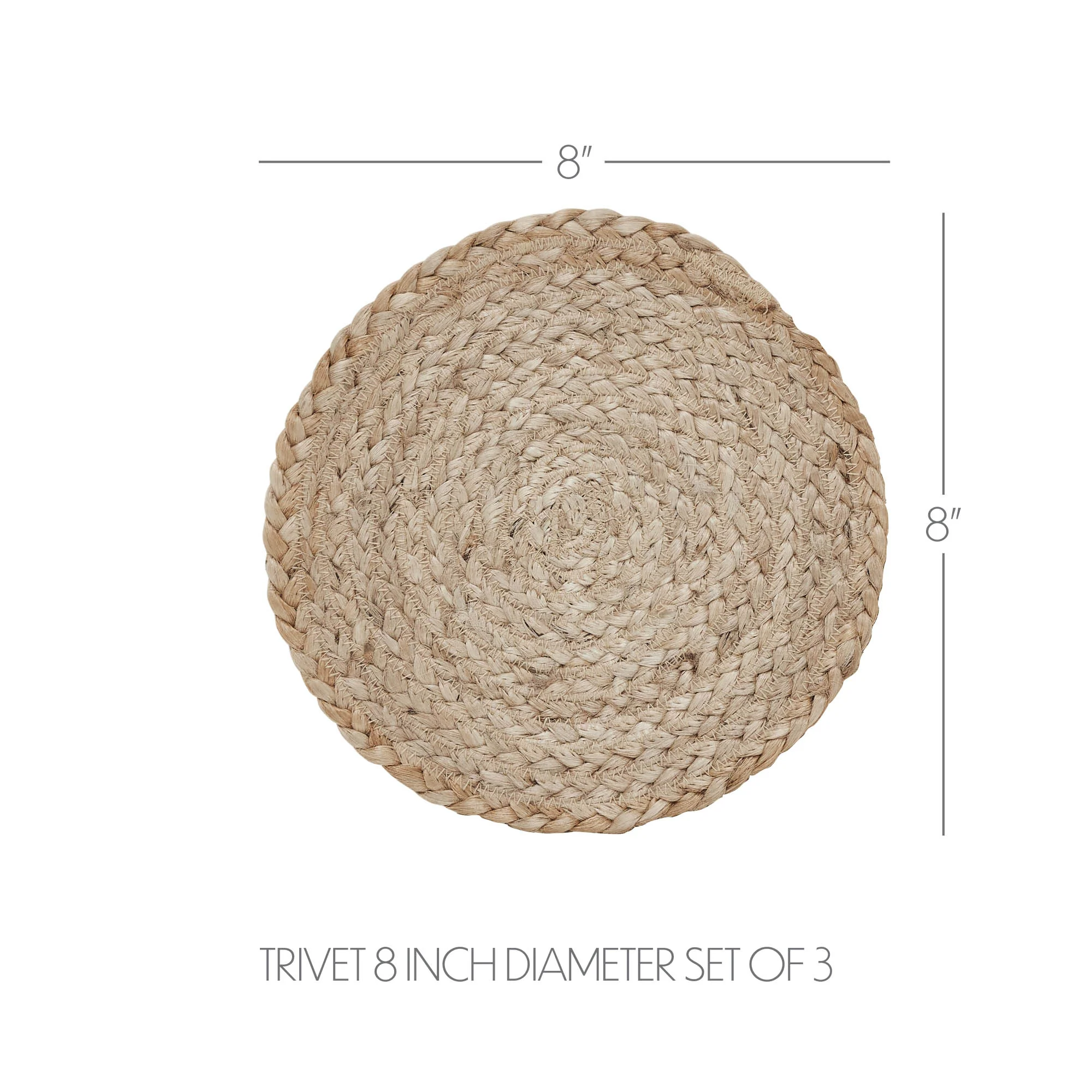 Set of 3 Natural Jute Trivet 8" diameter - Image 2