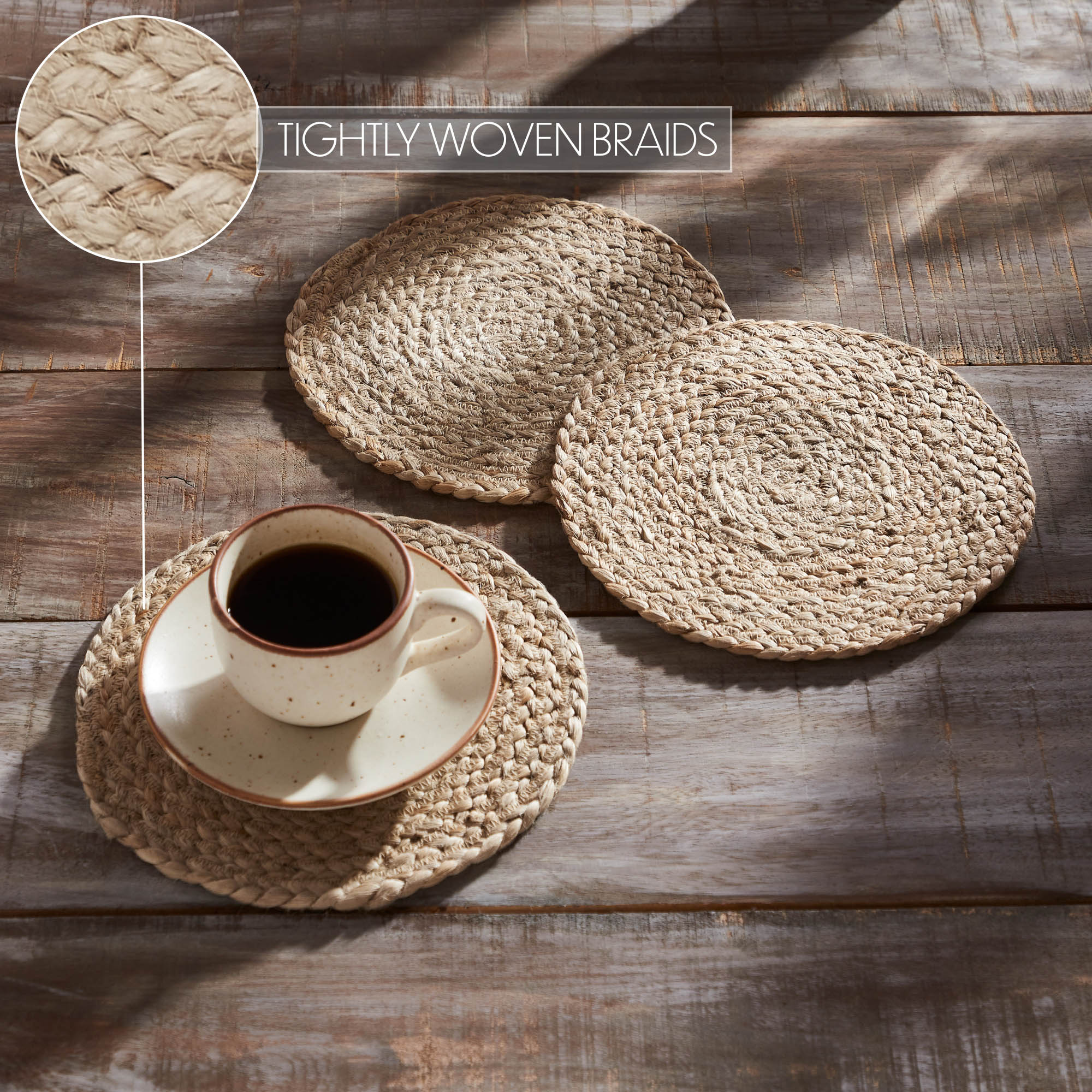 Set of 3 Natural Jute Trivet 8" diameter - Image 4