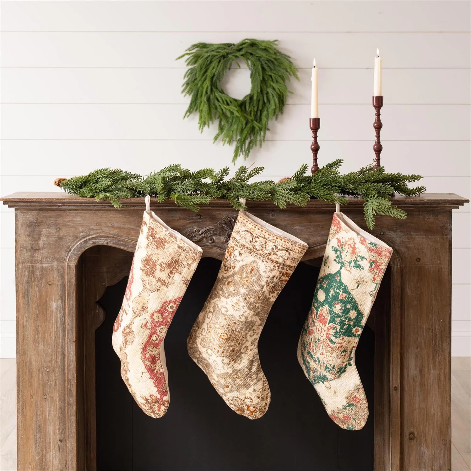 Set of 3 Persian Rug Patterned Christmas Stockings