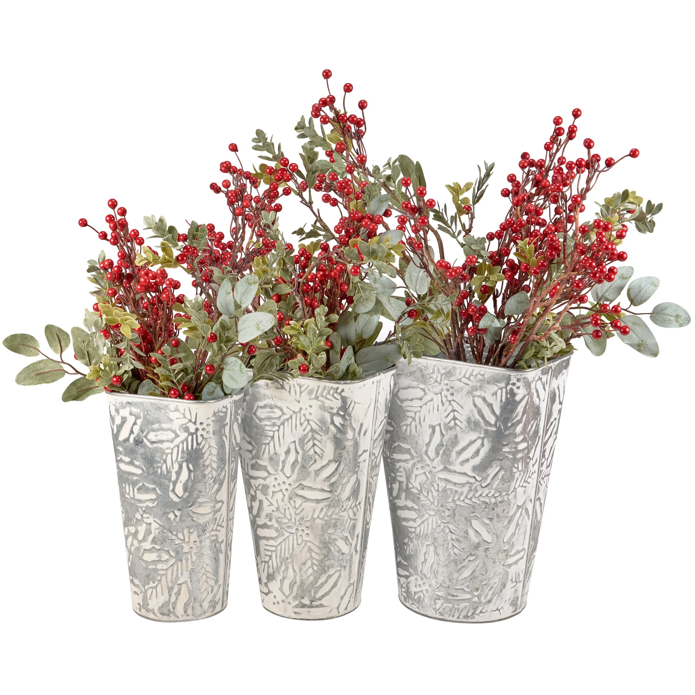 Surprise Me Sale 🤭 💙 Set of 3 Pine Wall Metal Buckets - Image 2