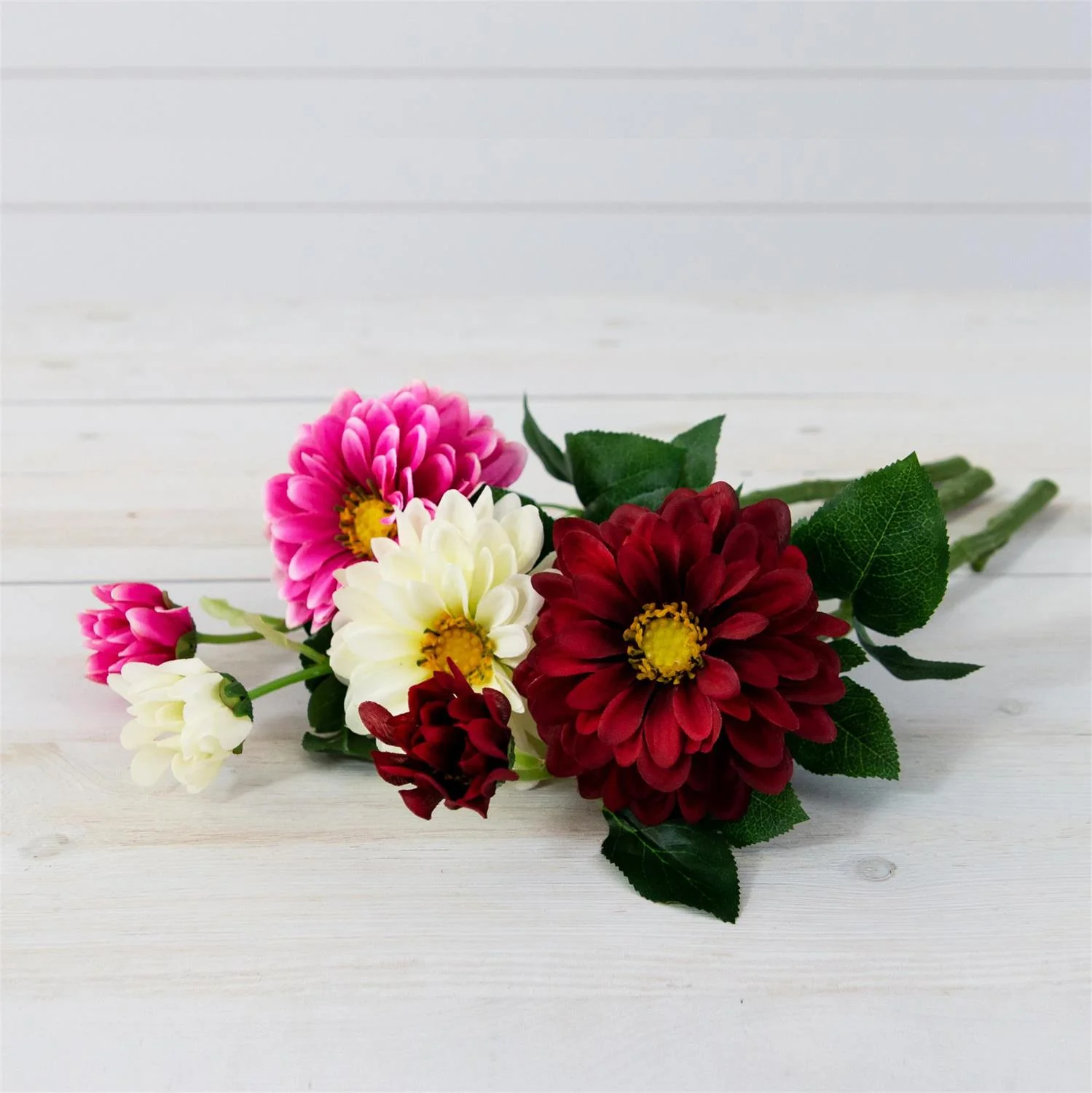 Set of 3 Pink Burgundy and Cream 18" Faux Floral Stems