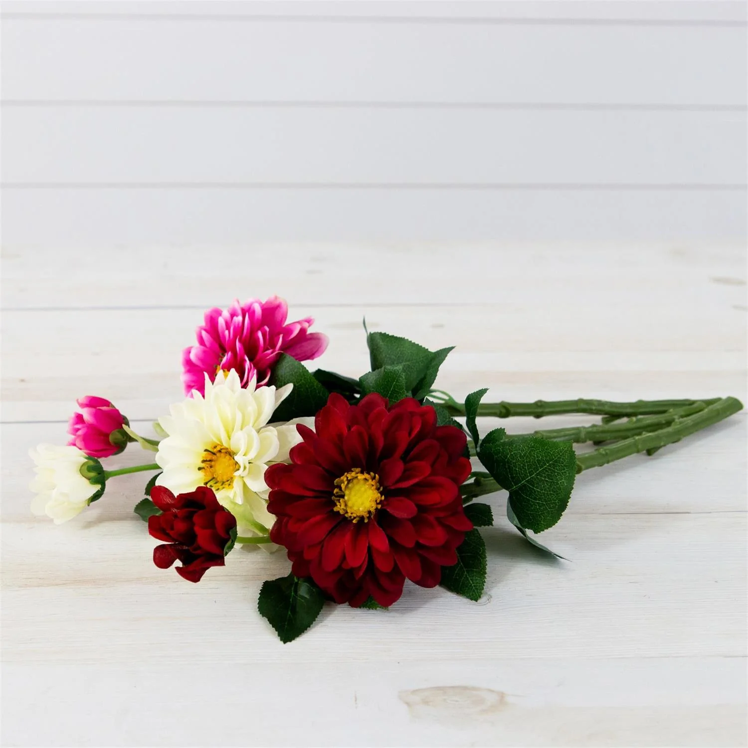 Set of 3 Pink Burgundy and Cream 18" Faux Floral Stems - Image 2
