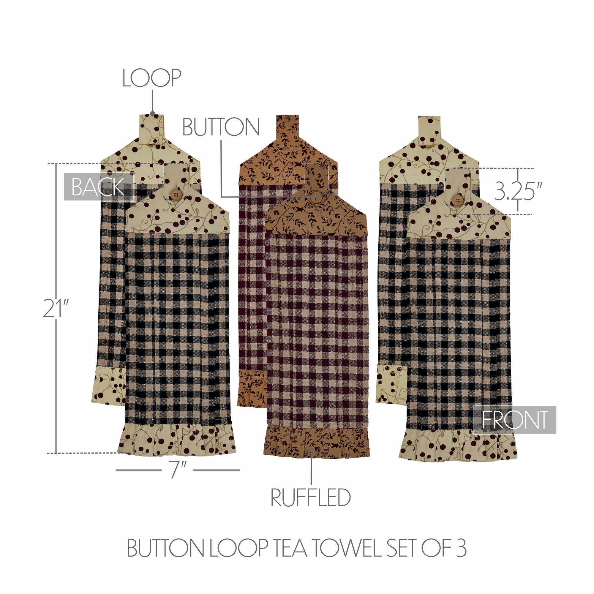 Set of 3 Pip Vinestar Button Loop Tea Towels - Image 5