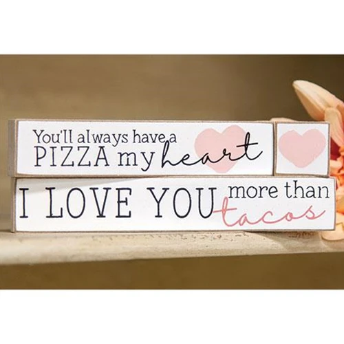 Surprise Me Sale 🤭 💙 Set of 3 Pizza My Heart & Love You More Than Taco Mini Blocks