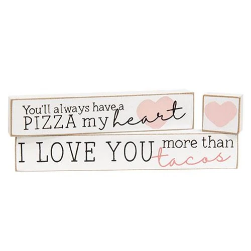 Surprise Me Sale 🤭 💙 Set of 3 Pizza My Heart & Love You More Than Taco Mini Blocks - Image 3