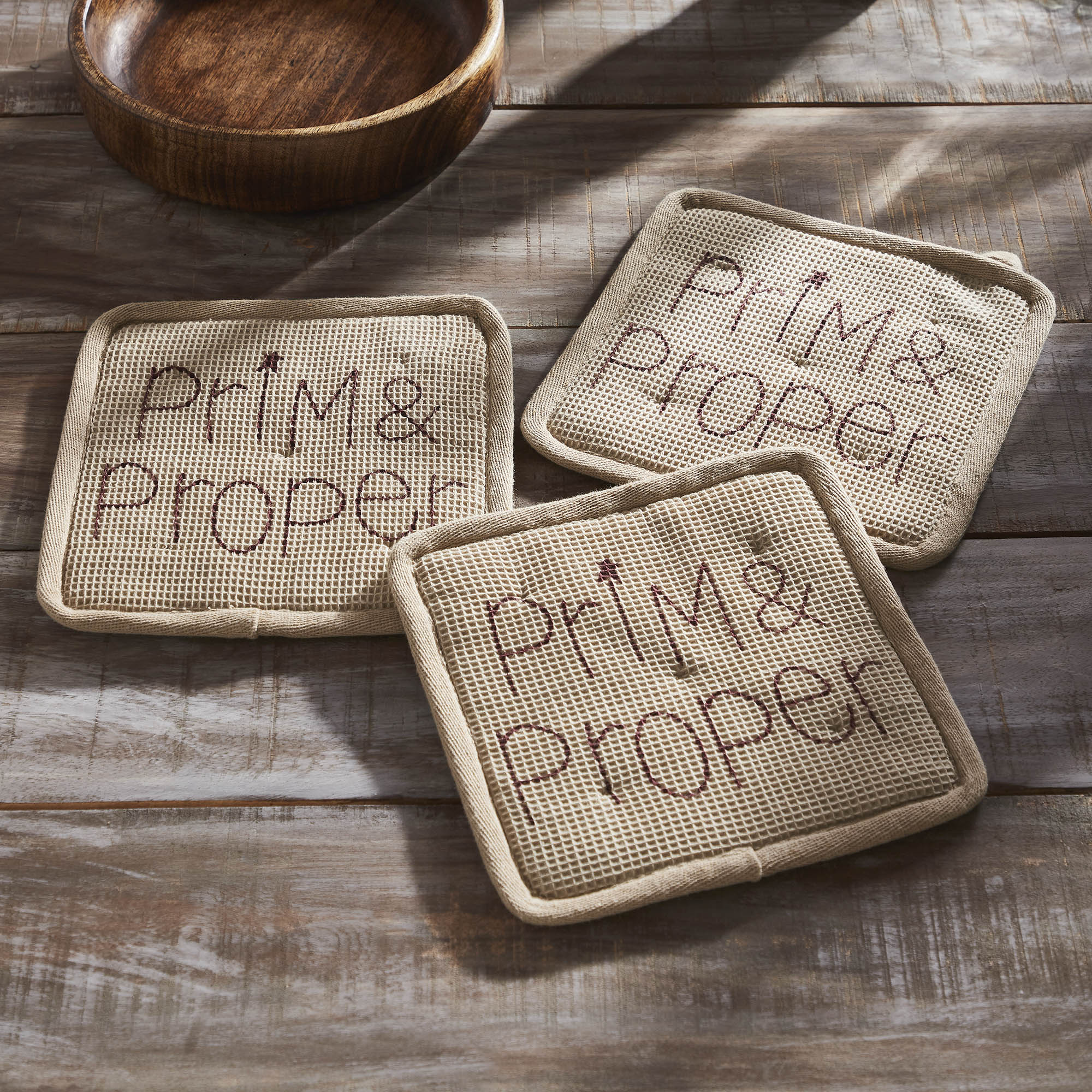 Set of 3 Prim & Proper Primitive Pot Holders