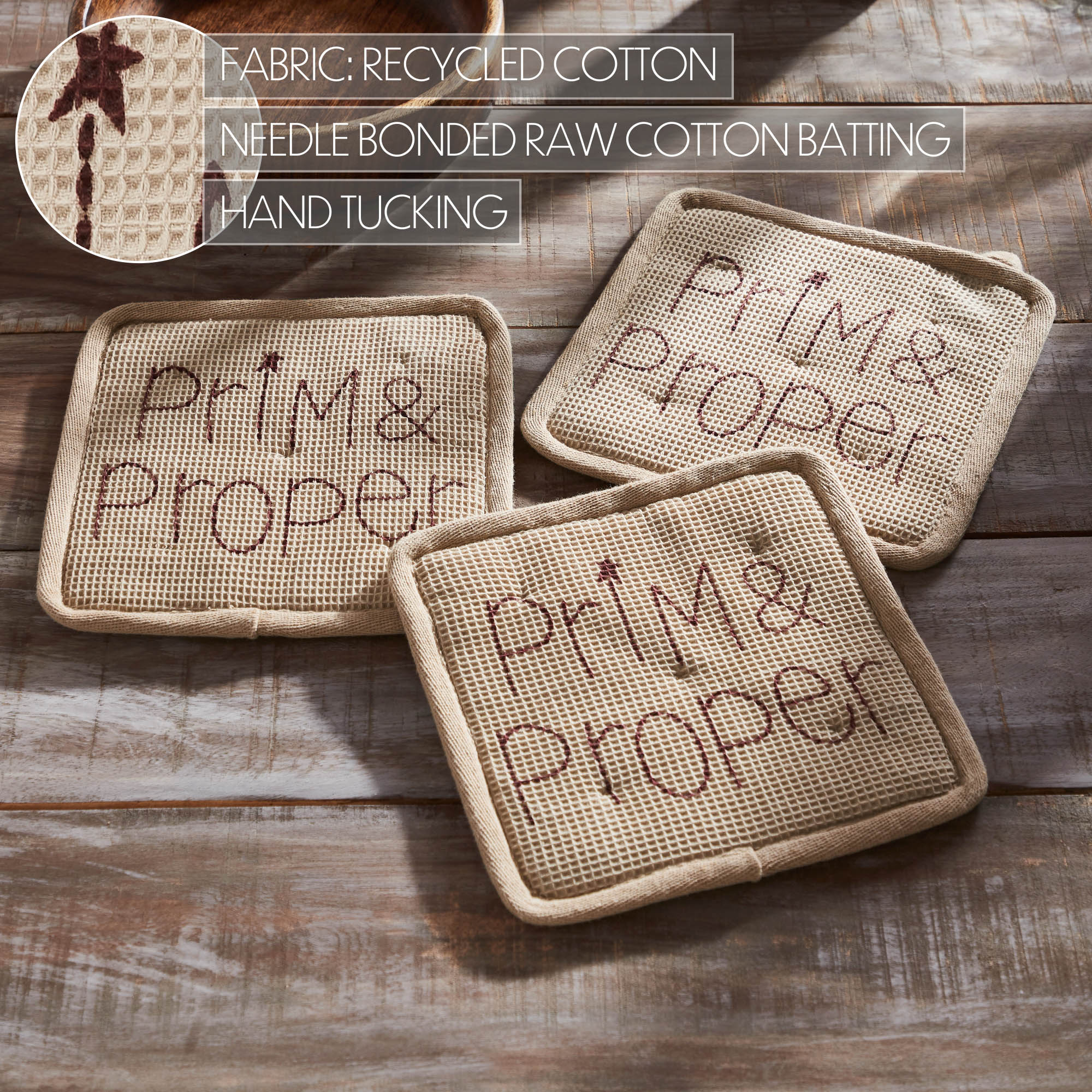 Set of 3 Prim & Proper Primitive Pot Holders - Image 4