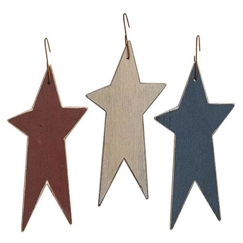 💙 Set of 3 Primitive Americana Star Ornaments
