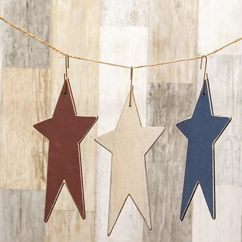💙 Set of 3 Primitive Americana Star Ornaments - Image 2