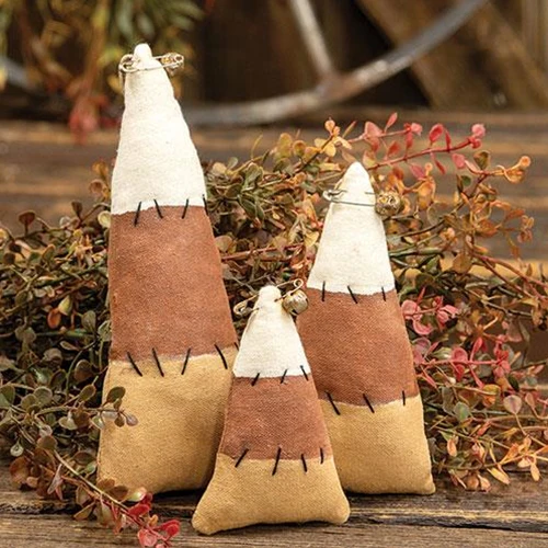 ๐ Set of 3 Primitive Stuffed Candy Corn Ornaments - Image 2