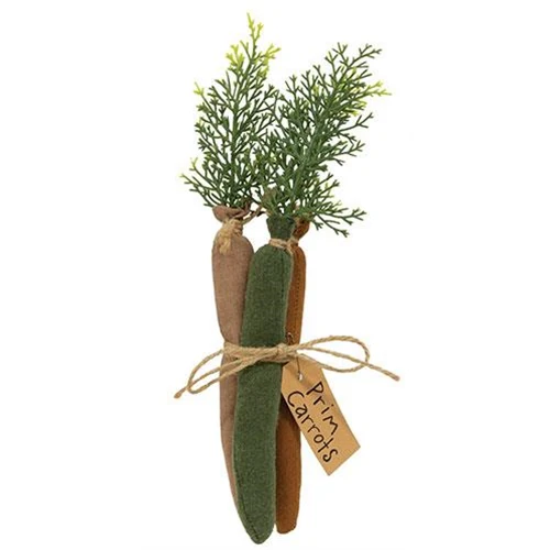 Set of 3 Primitive Style Fabric Carrots with Tag