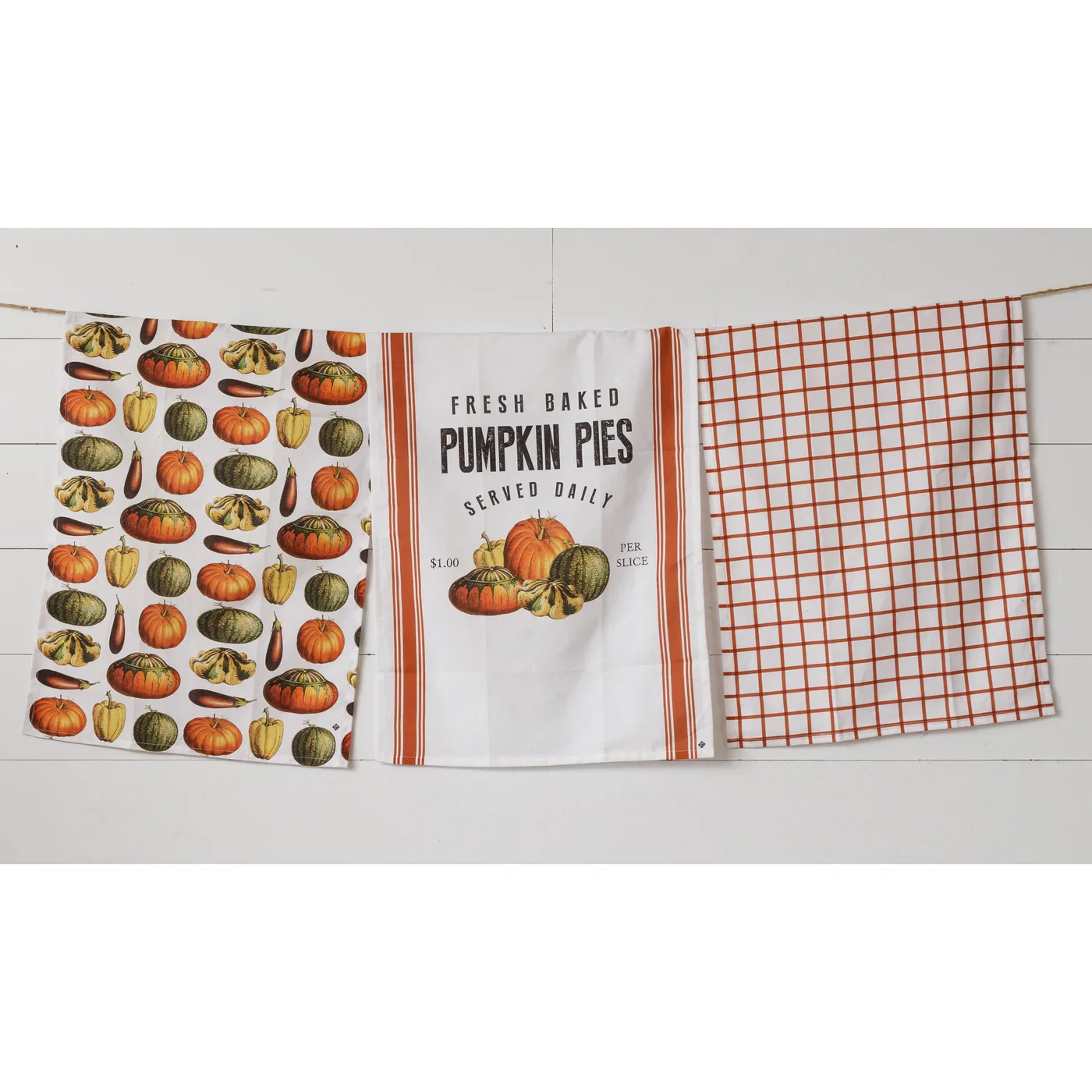 Set of 3 Pumpkin Pies and Fall Tea Towels
