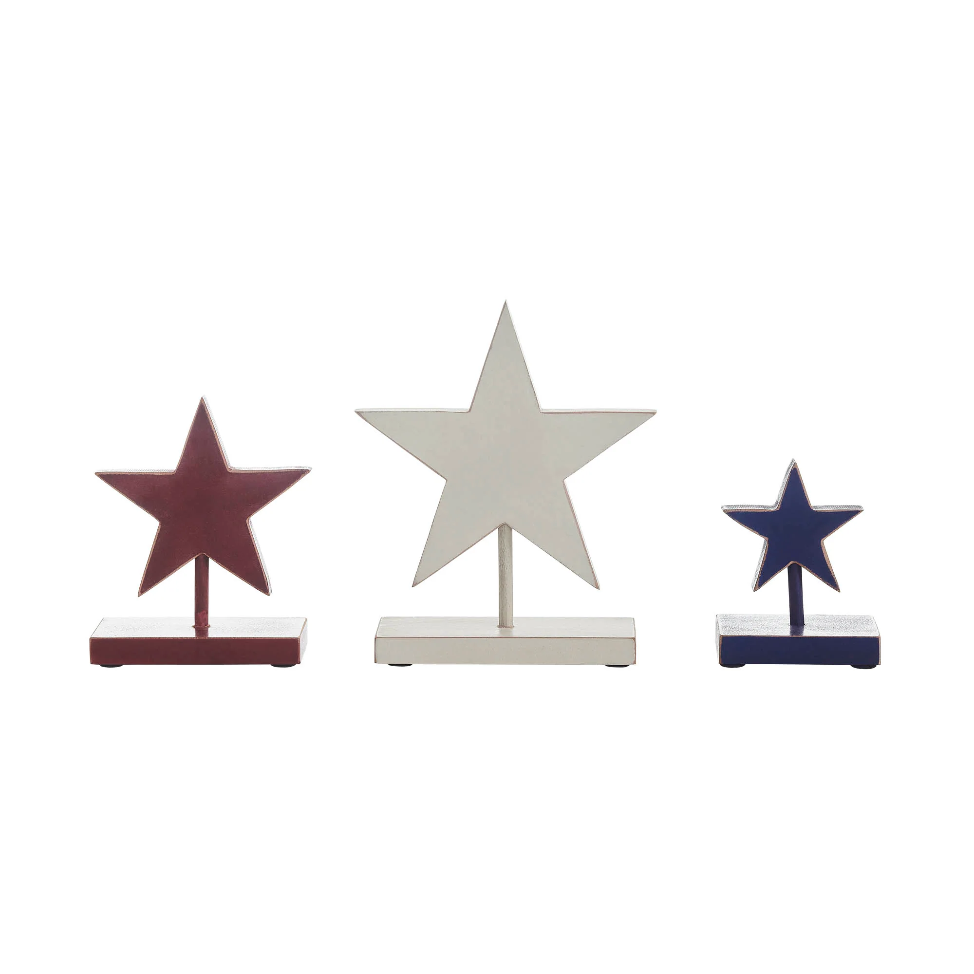 💙 Set of 3 Red White and Blue Wooden Star Sitters - Image 3