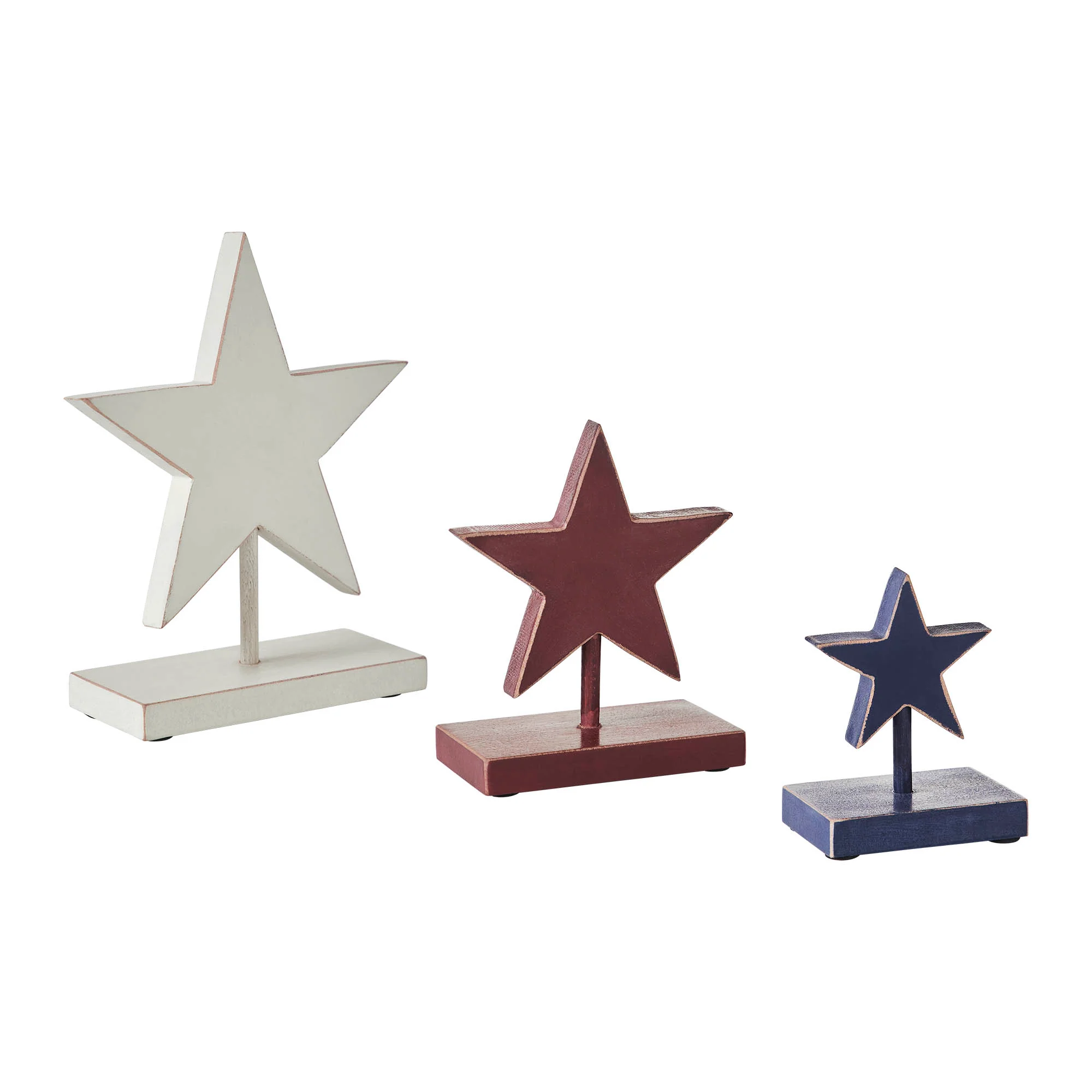 💙 Set of 3 Red White and Blue Wooden Star Sitters - Image 4