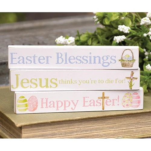 💙 Set of 3 Religious Easter Mini Wooden Sticks