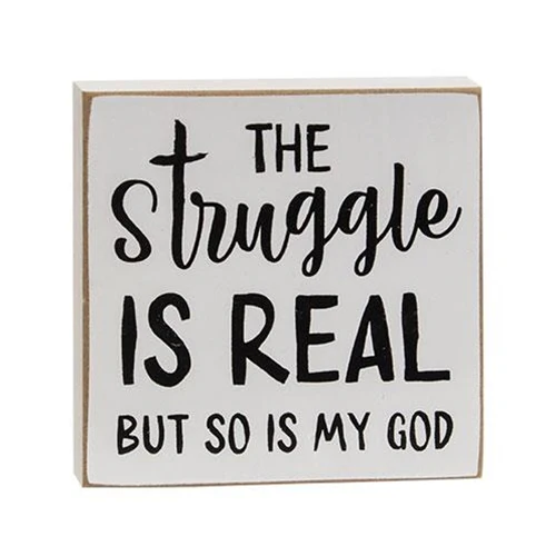 Set of 3 Religious The Struggle Is Real 4" Square Block Signs - Image 4