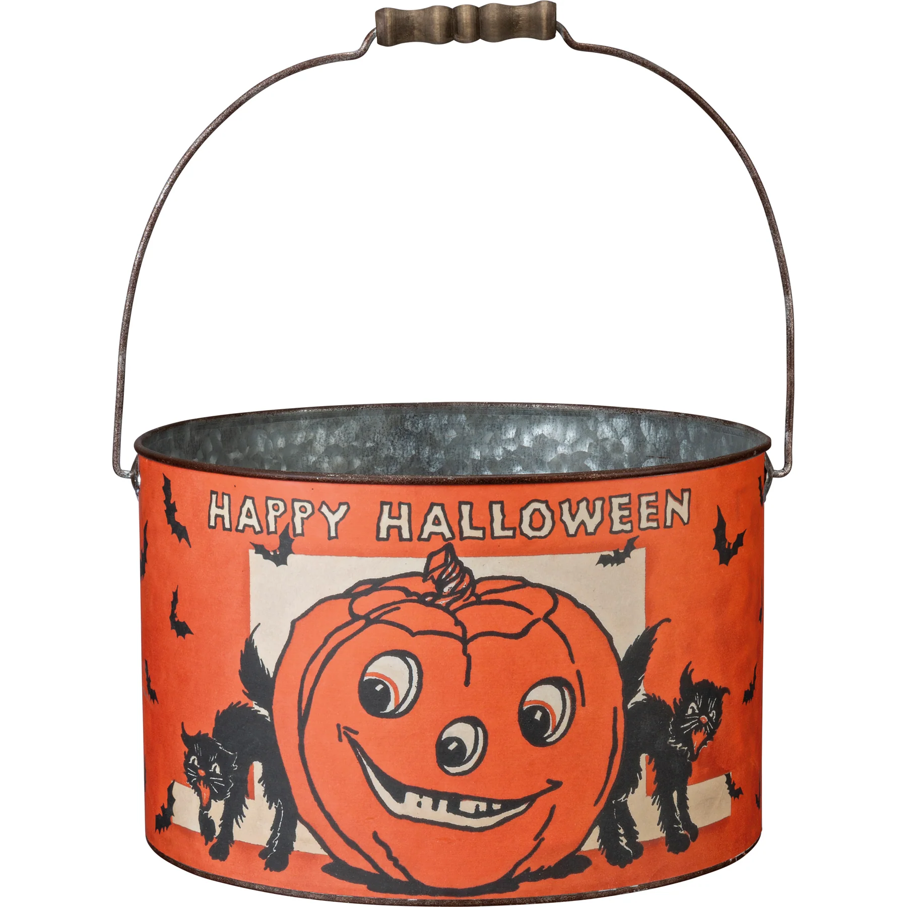 Set of 3 Retro Halloween Jack and Cat Bucket Set - Image 2