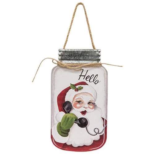 Set of 3 Retro Santa Deer Snowman Mason Jar Shaped 8" H Hangers - Image 3