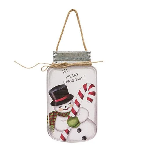 Set of 3 Retro Santa Deer Snowman Mason Jar Shaped 8" H Hangers - Image 5