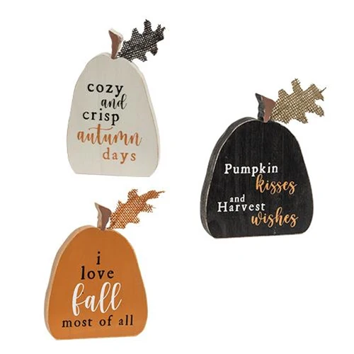 Set of 3 Rustic Fall Words Pumpkin Blocks - Image 2