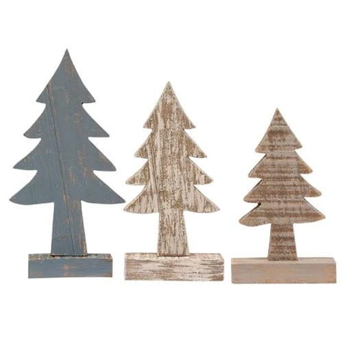 Set of 3 Rustic Wood Country Trees