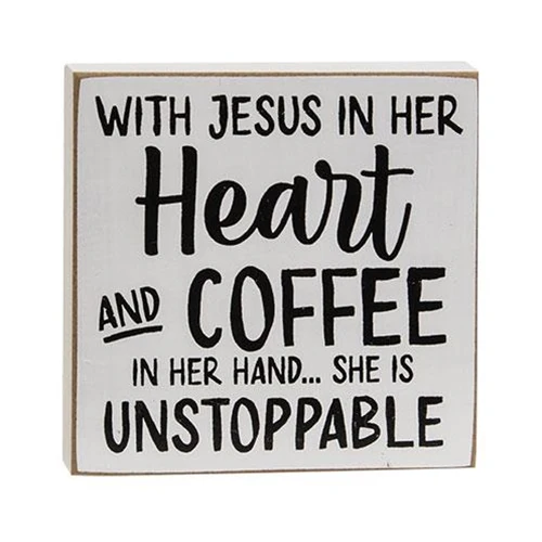 Set of 3 Saved by Grace and Coffee 4" Square Block Signs - Image 5