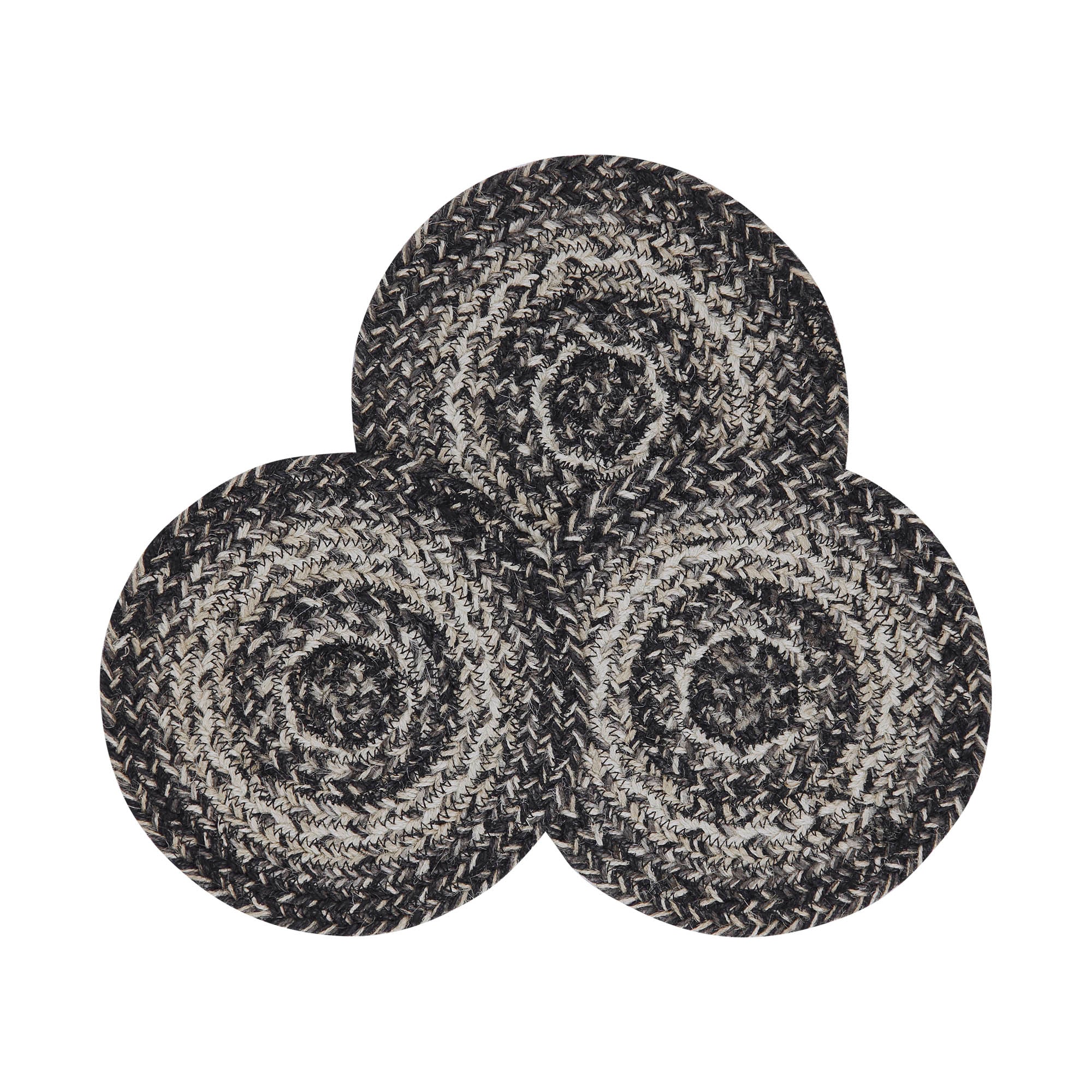Set of 3 Sawyer Mill Black White 8" Jute Trivets - Image 2