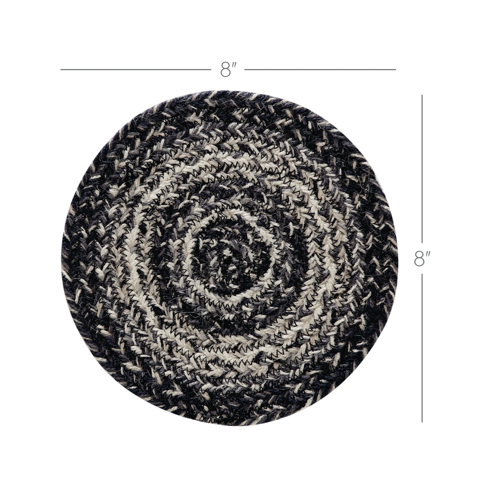 Set of 3 Sawyer Mill Black White 8" Jute Trivets - Image 3